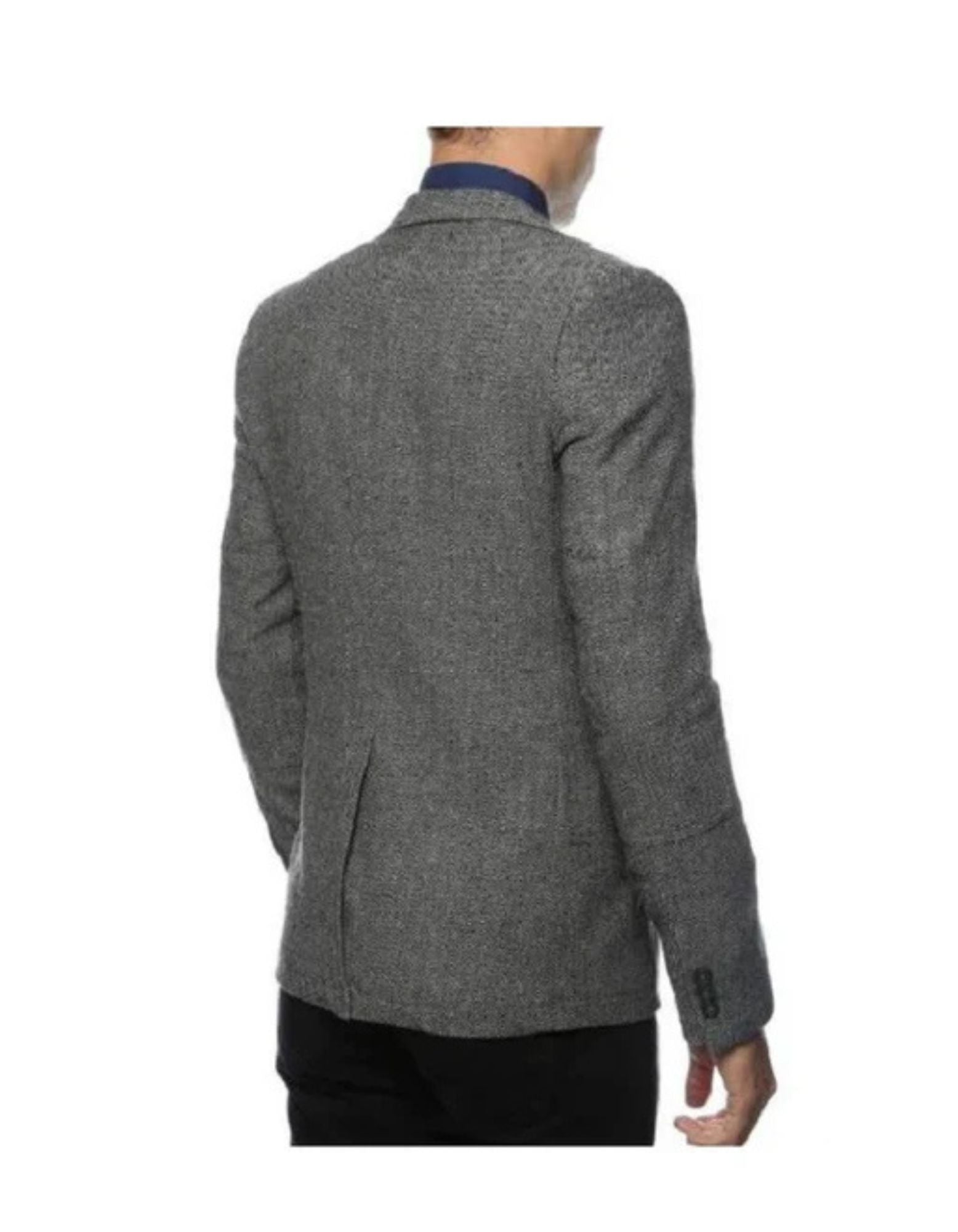 Gray Herringbone Sport Coat - Slim Fit Men's Blazer - 52 Long