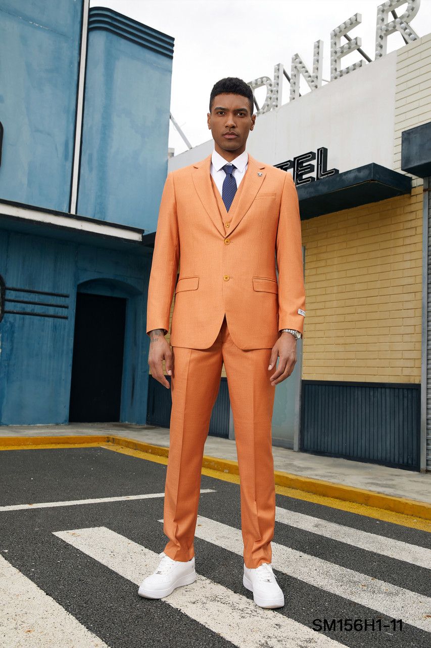 Stacy Adams Men's Hybrid Suit - Solid Texture, 3 Piece - 38 Short Jacket+32 Waist Adjustable 28to34)(Height: 5 4 to5 7 )(Neck 15-16.5)S-M)