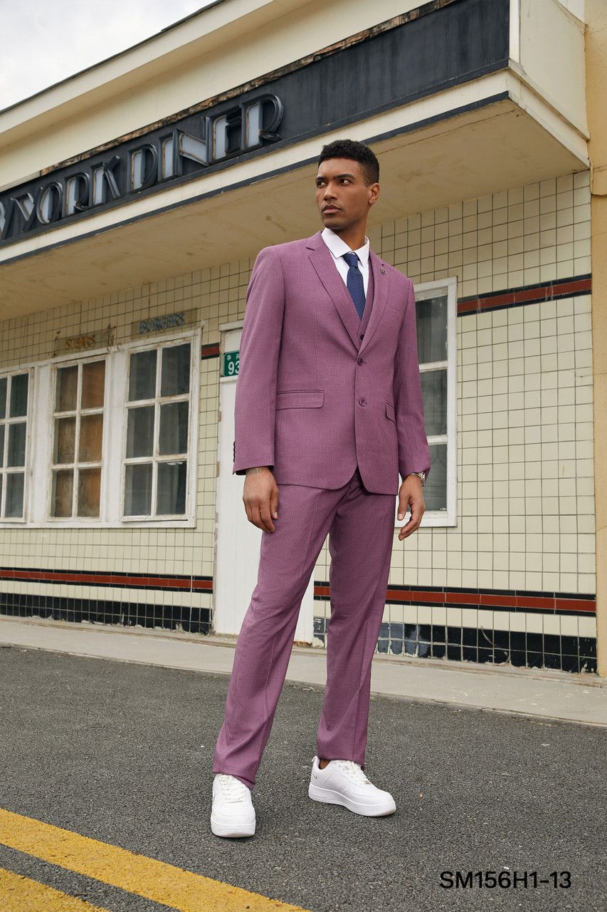 Stacy Adams Men's Hybrid Suit - Solid Texture, 3 Piece - 38 Short Jacket+32 Waist Adjustable 28to34)(Height: 5 4 to5 7 )(Neck 15-16.5)S-M)