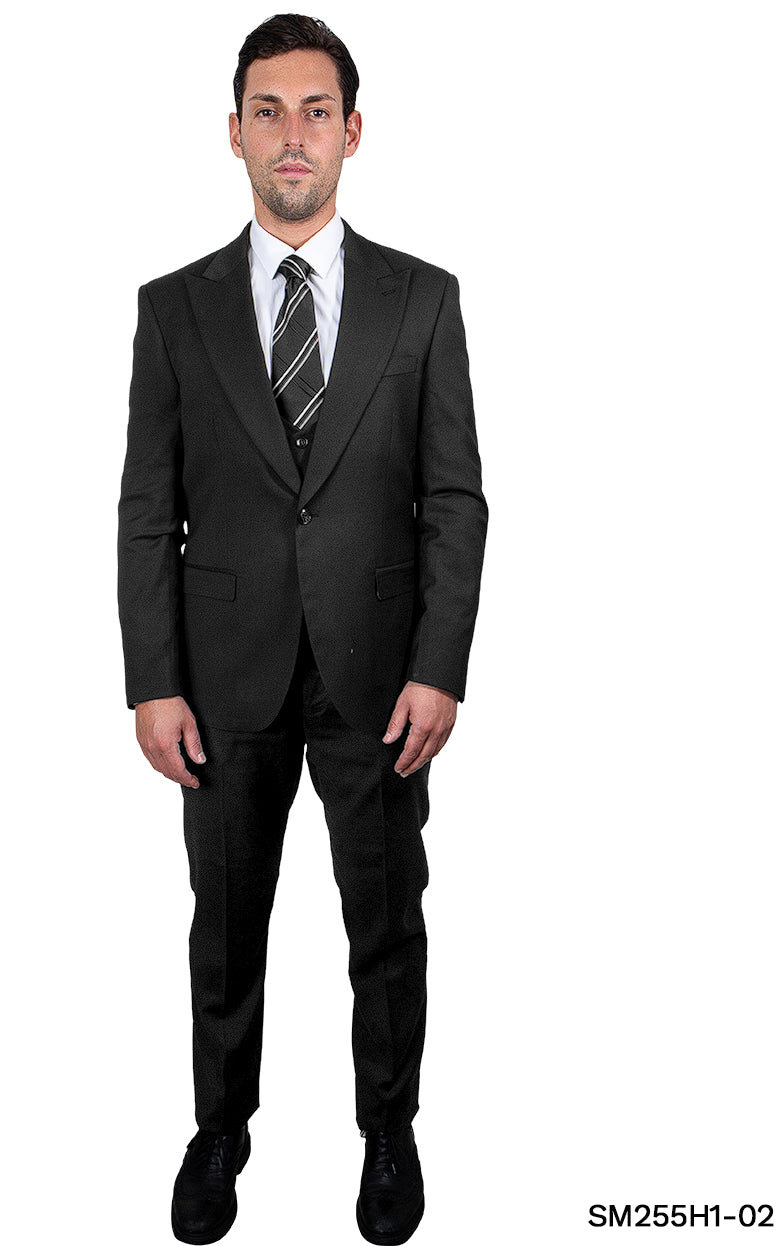 Stacy Adams Men's Executive 3-Pc Suit - Bold Color - 38 Short Jacket+32 Waist Adjustable 28to34)(Height: 5 4 to5 7 )(Neck 15-16.5)S-M)
