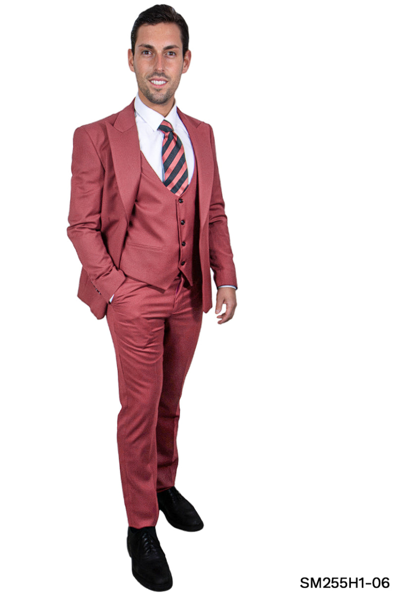 Stacy Adams Men's Executive 3-Pc Suit - Bold Color - 38 Short Jacket+32 Waist Adjustable 28to34)(Height: 5 4 to5 7 )(Neck 15-16.5)S-M)
