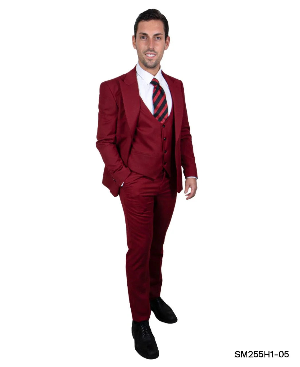 Stacy Adams Men's Executive 3-Pc Suit - Bold Color - 38 Short Jacket+32 Waist Adjustable 28to34)(Height: 5 4 to5 7 )(Neck 15-16.5)S-M)