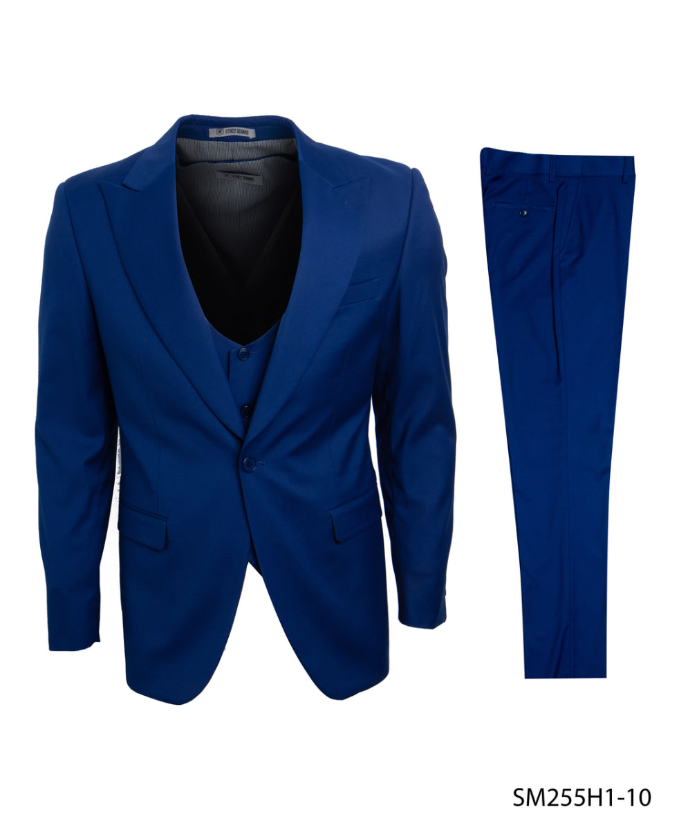 Stacy Adams Men's Executive 3-Pc Suit - Bold Color - 38 Short Jacket+32 Waist Adjustable 28to34)(Height: 5 4 to5 7 )(Neck 15-16.5)S-M)