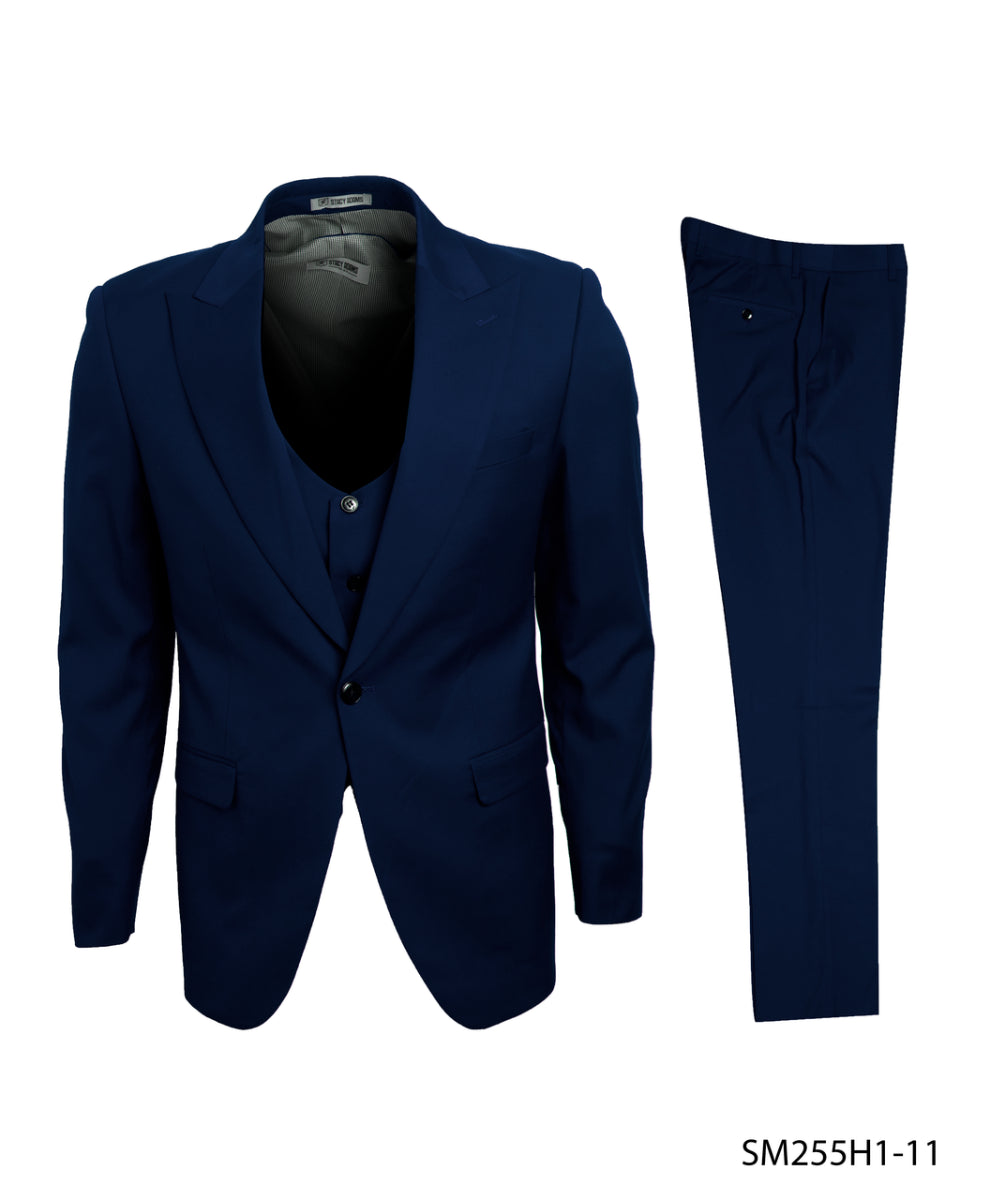 Stacy Adams Men's Executive 3-Pc Suit - Bold Color - 38 Short Jacket+32 Waist Adjustable 28to34)(Height: 5 4 to5 7 )(Neck 15-16.5)S-M)