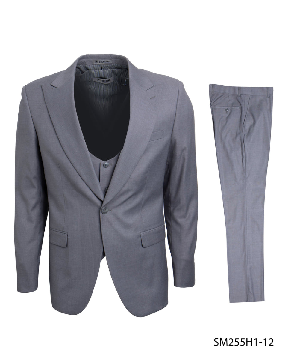 Stacy Adams Men's Executive 3-Pc Suit - Bold Color - 38 Short Jacket+32 Waist Adjustable 28to34)(Height: 5 4 to5 7 )(Neck 15-16.5)S-M)