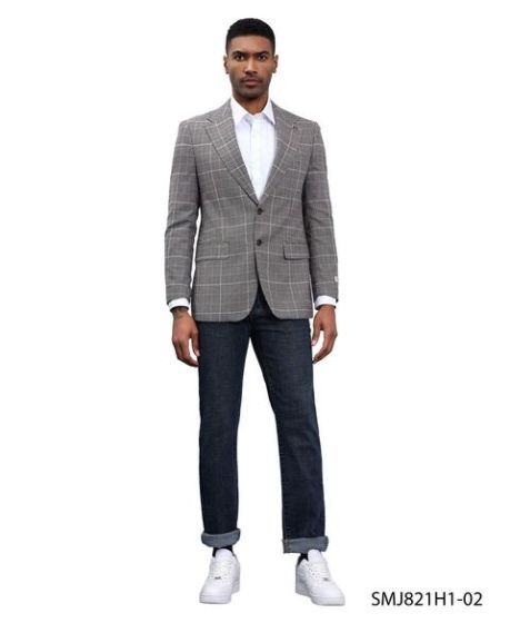 Stacy Adams Men's Hybrid Fit Sport Coat - Windowpane Plaid