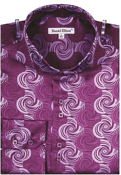 "Men's Sports Shirt - Regular Fit, Fancy Swirl Pattern, Purple" - M