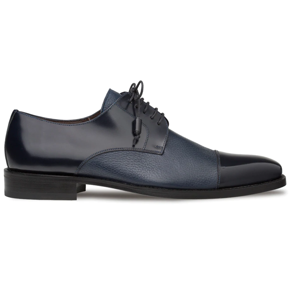 Mezlan Soka Calfskin & Deerskin Cap Toe Shoes Blue (15089)