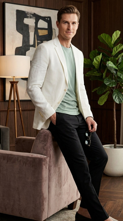 Miami Vice Sonny Crockett Mens White Blazer – Classic Fit Formal Casual Dress Jacket for Business and Wedding Iconic Characters Pop Culture