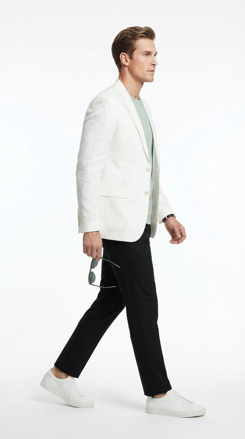 Miami Vice Sonny Crockett Mens White Blazer – Classic Fit Formal Casual Dress Jacket for Business and Wedding Iconic Characters Pop Culture
