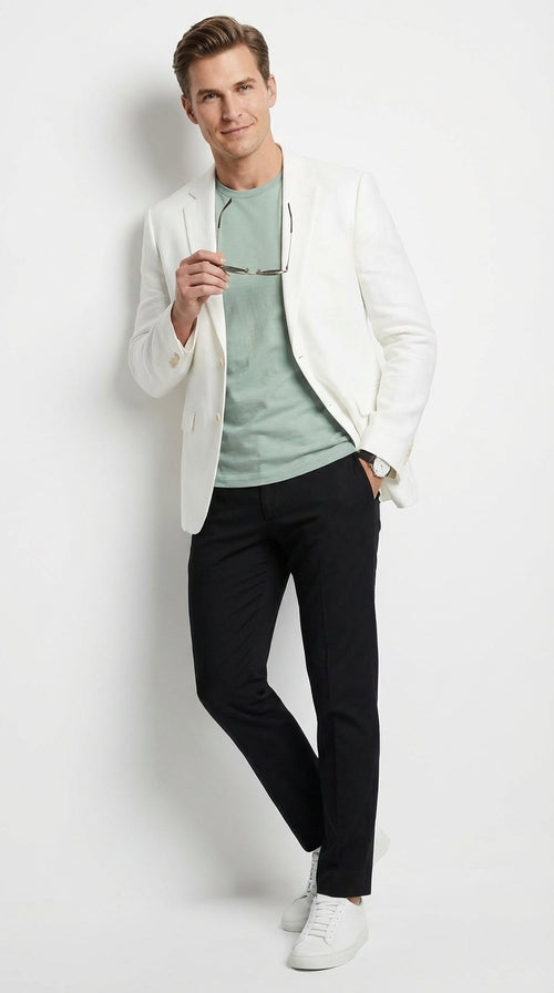 Miami Vice Sonny Crockett Mens White Blazer – Classic Fit Formal Casual Dress Jacket for Business and Wedding Iconic Characters Pop Culture