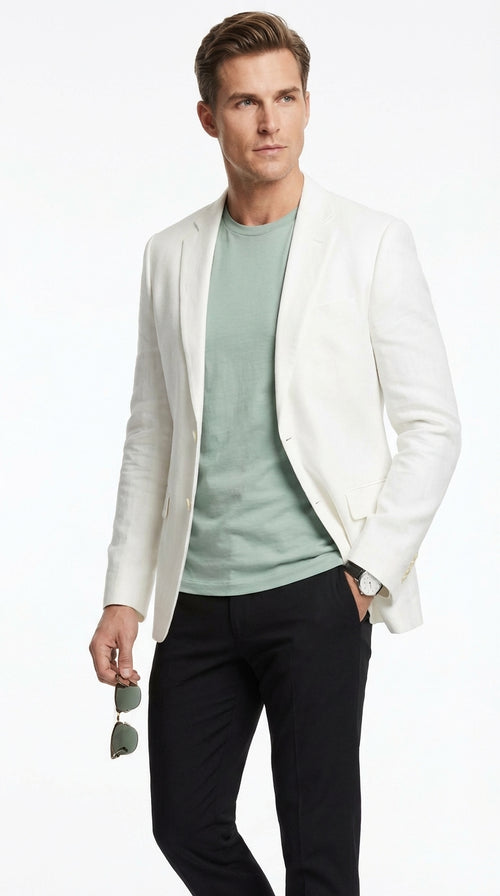 Miami Vice Sonny Crockett Mens White Blazer – Classic Fit Formal Casual Dress Jacket for Business and Wedding Iconic Characters Pop Culture