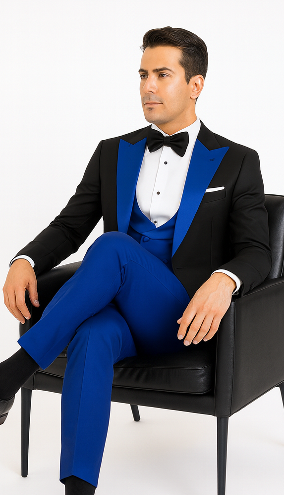 Statement Matching Bowtie Suits Royal blue suit - 38 Short Jacket+32 Waist Adjustable 28to34)(Height: 5 4 to5 7 )(Neck  15-16.5)S-M)