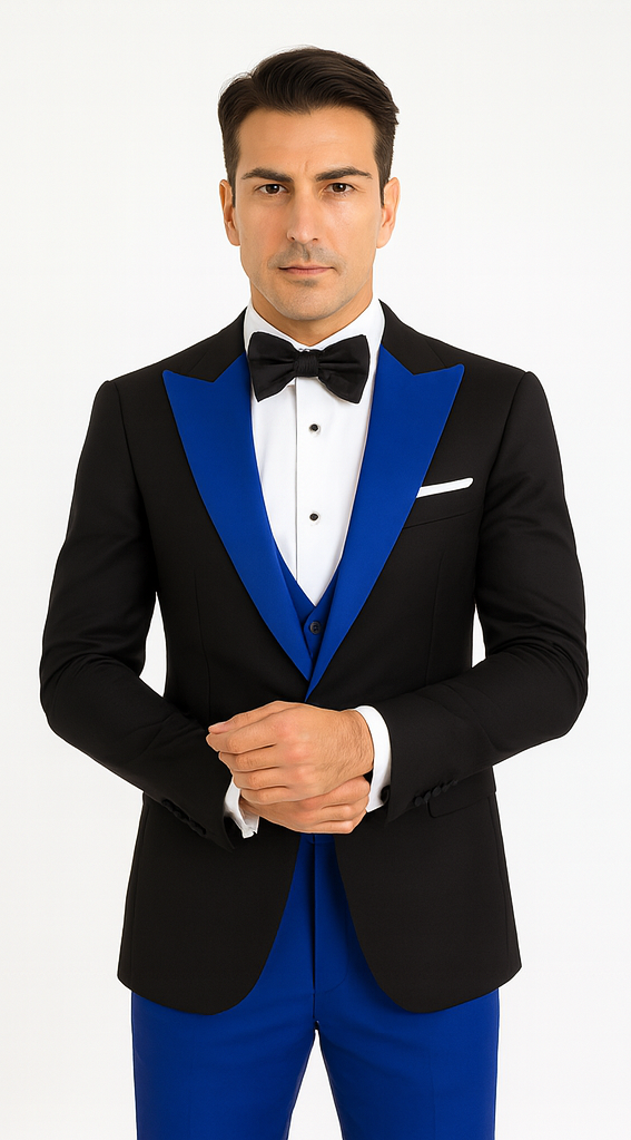 Statement Matching Bowtie Suits Royal blue suit - 38 Short Jacket+32 Waist Adjustable 28to34)(Height: 5 4 to5 7 )(Neck  15-16.5)S-M)