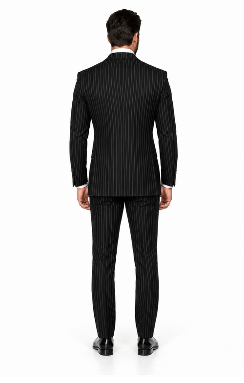 Statement Men's Black Pin Stripe Double Breasted Suits