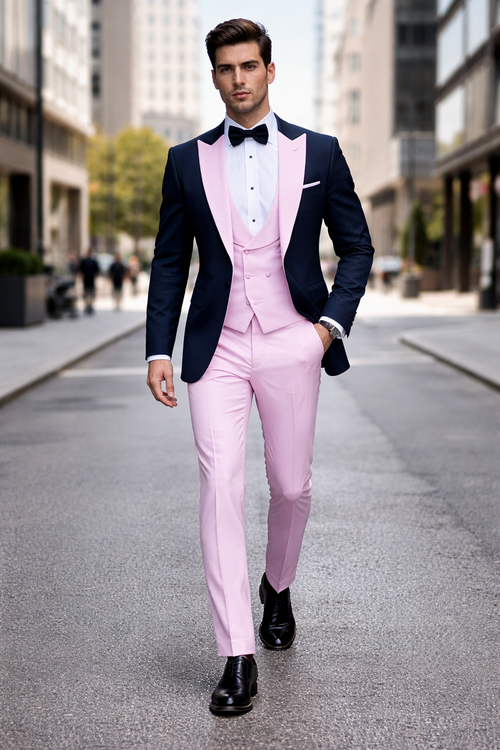 Statement Mens Fashon Tuxedo Pink 3 Piece Designer Tux
