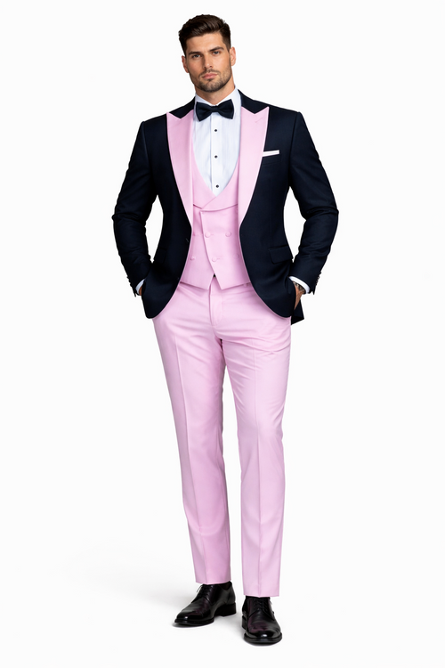 Statement Mens Fashon Tuxedo Pink 3 Piece Designer Tux