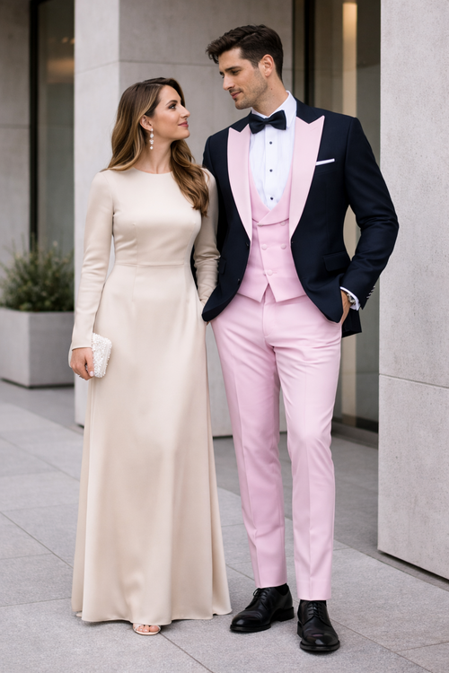 Statement Mens Fashon Tuxedo Pink 3 Piece Designer Tux