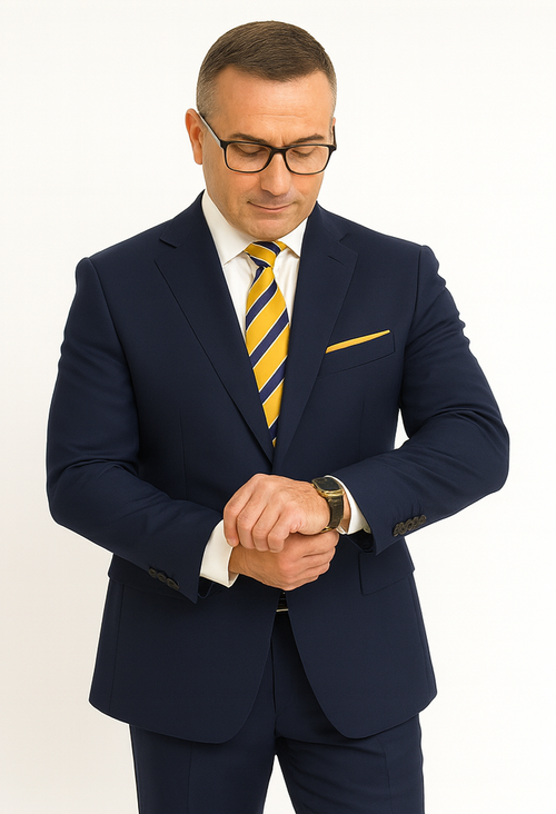 Statement Suits - Wool Suits - Peak Lapel Suits - Ticket Pocket - Modern Fit - Blue Suit