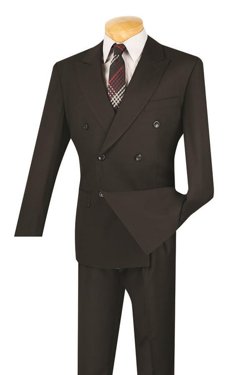 Mens Steve Harvey Brand Suit Double Breasted in Color Black Modern Fit - 34 Short or Extra Small