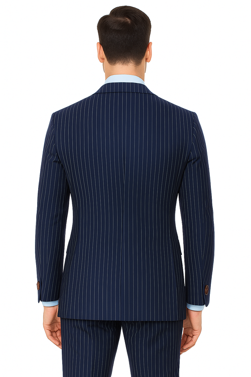 Steve Harvey Suits - Navy Suit - Designer Brand Suit No Pleated Pants Modern Fit - New Arrival