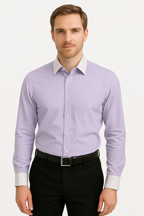 Classic Stylish Fashionable -White Collar Two Toned Contrast white collars Multi-color Men's Dress Shirt