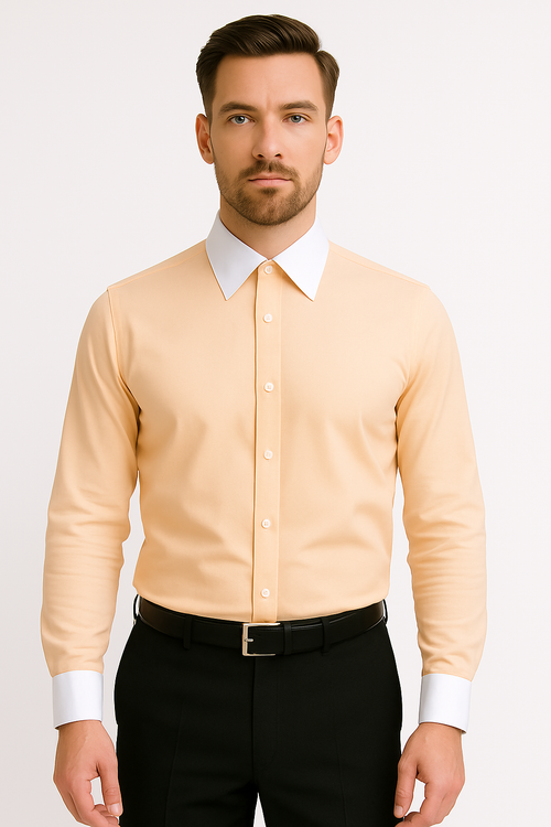 Classic Stylish Fashionable -White Collar Two Toned Contrast white collars Multi-color Men's Dress Shirt