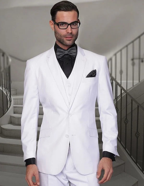 Statement Men's 100% Wool 3 Piece Suit - Solid Colors Outlet