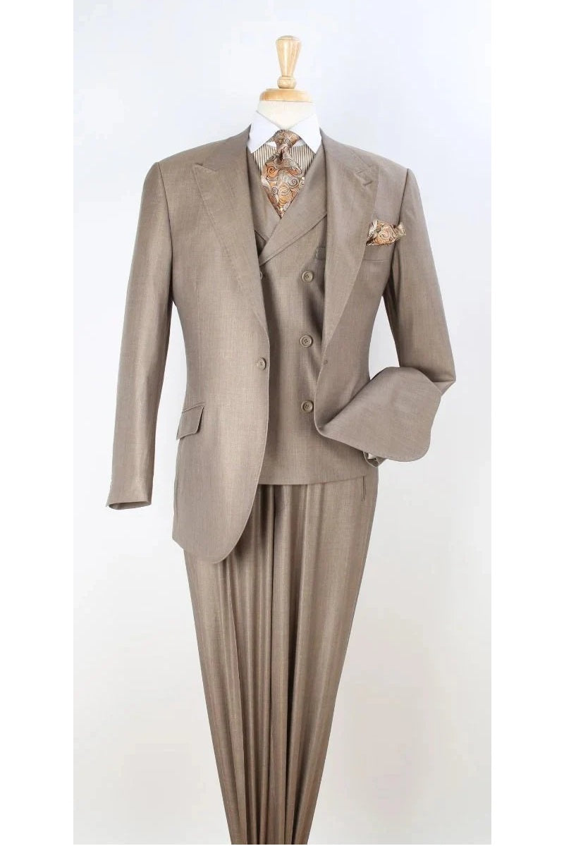 Big and Tall Business Suits - Suits For Big Man - Large Men's Camel Wool Vested Suits - 38 Short Jacket+32 Waist Adjustable 28to34)(Height: 5’4”to5’7”)(Neck 15-16.5)S-M)ggg