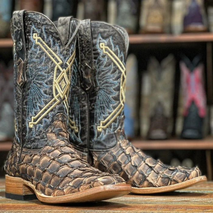 Men's Chochise Genuine Monster Fish Square Toe Boots Brown - 6