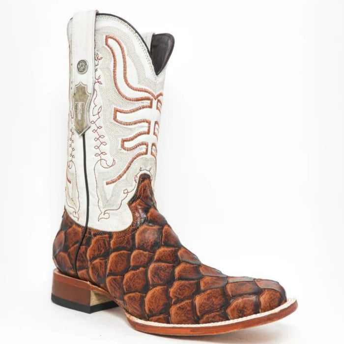 Men's Dillon Print Monster Fish Square Toe Boots Cognac - 6