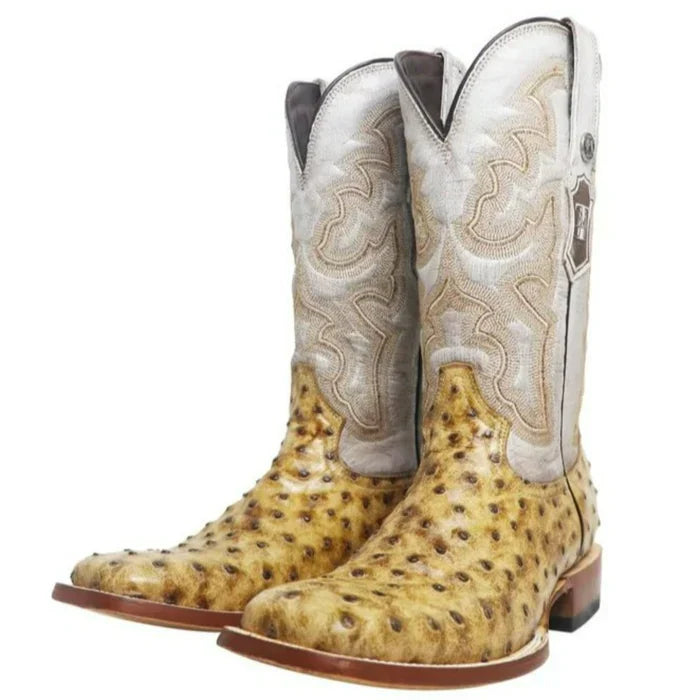 Men's Dutton Print Ostrich Square Toe Boots Rustic Orix: - 6.5