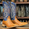 Men's Genuine Full Quill Ostrich Square Toe Boots Brandy
