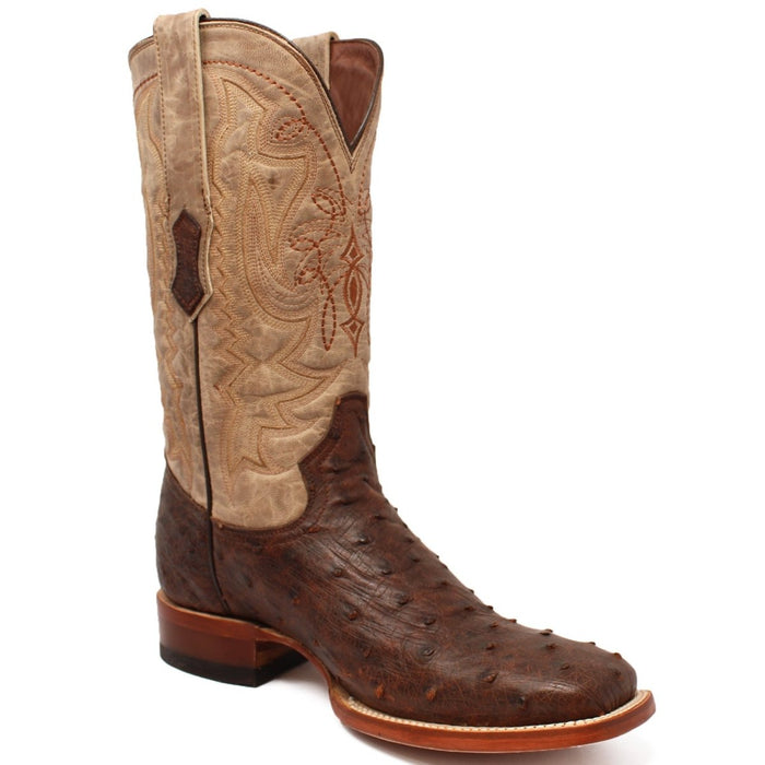Men's Genuine Full Quill Ostrich Square Toe Boots Rio Grand Antique - 6
