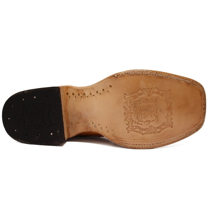 Men's Genuine Full Quill Ostrich Square Toe Boots Oryx - 6