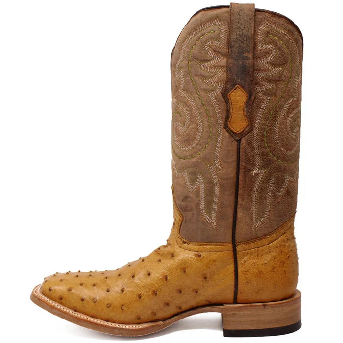 Men's Genuine Full Quill Ostrich Square Toe Boots Rio Grand Antique - 6