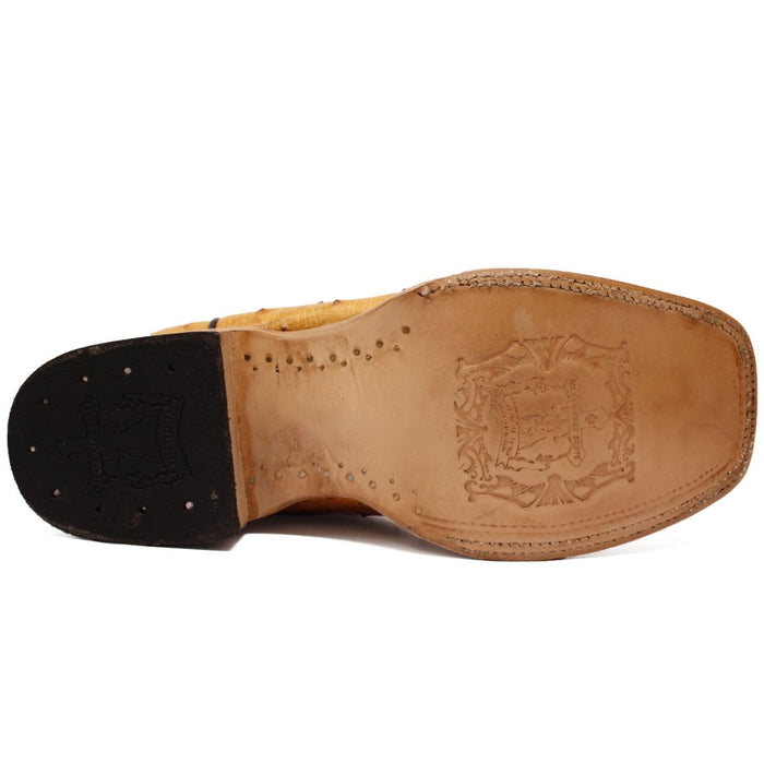 Men's Genuine Full Quill Ostrich Square Toe Boots Rio Grand Antique - 6