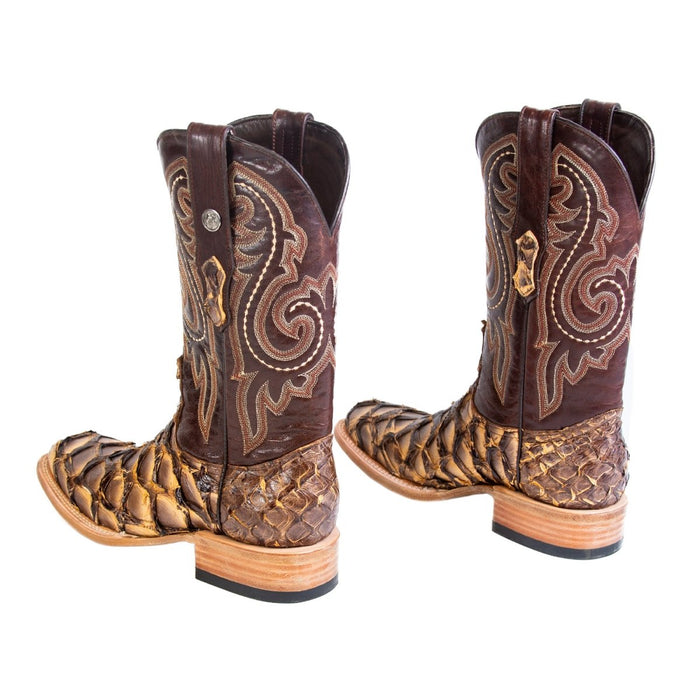 Men's Genuine Monster Fish Square Toe Boots Antique Saddle - 6