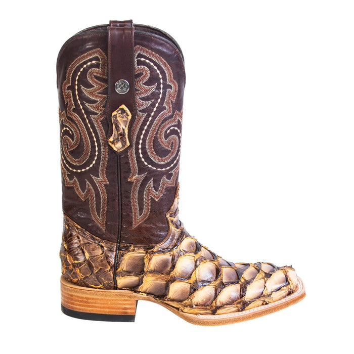 Men's Genuine Monster Fish Square Toe Boots Antique Saddle - 6