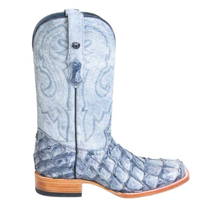 Men's Genuine Monster Fish Square Toe Boots Blue - 6