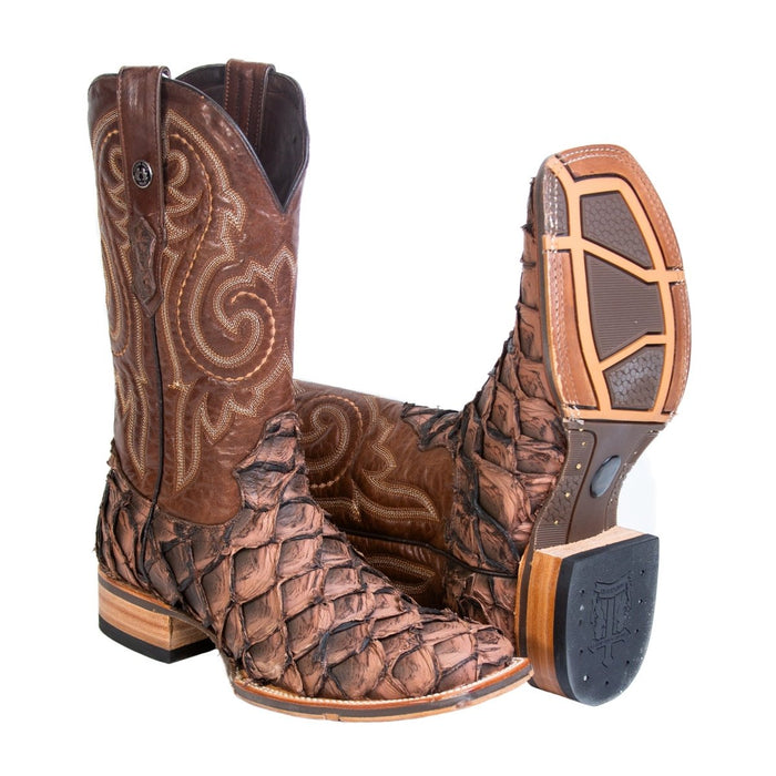 Men's Genuine Monster Fish Square Toe Boots Brown - 6