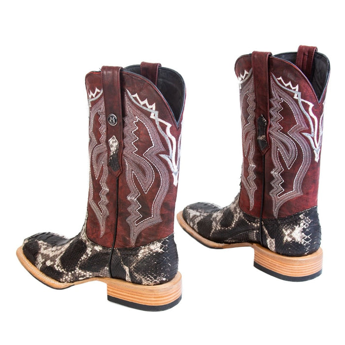 Men's Genuine Python Square Toe Boots Natural - 6