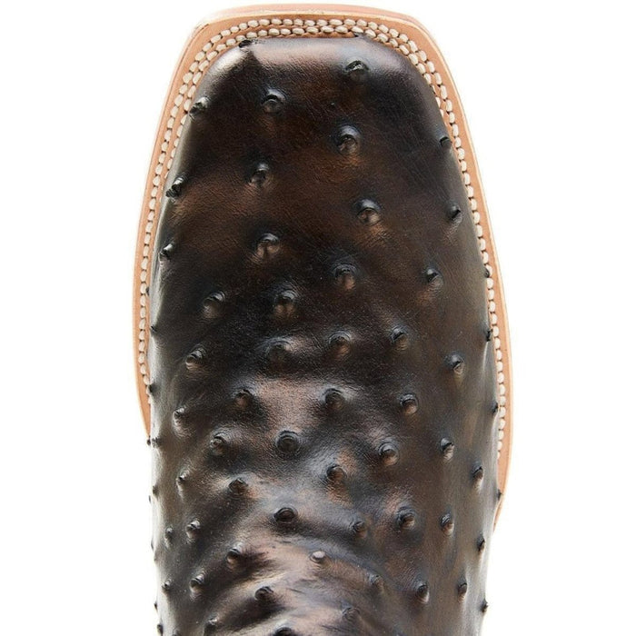 Tanner Mark Men's Checotah Print Ostrich Square Toe Boots Black - 6