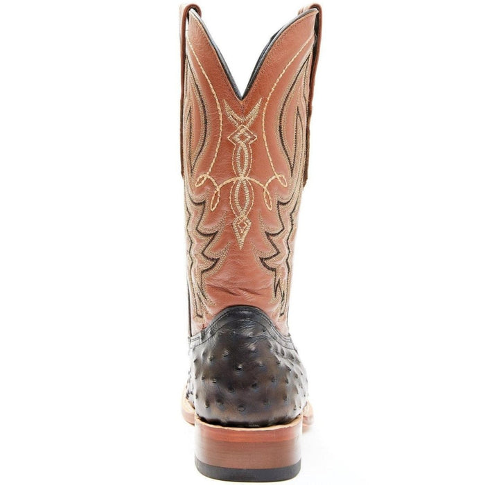Tanner Mark Men's Checotah Print Ostrich Square Toe Boots Black - 6