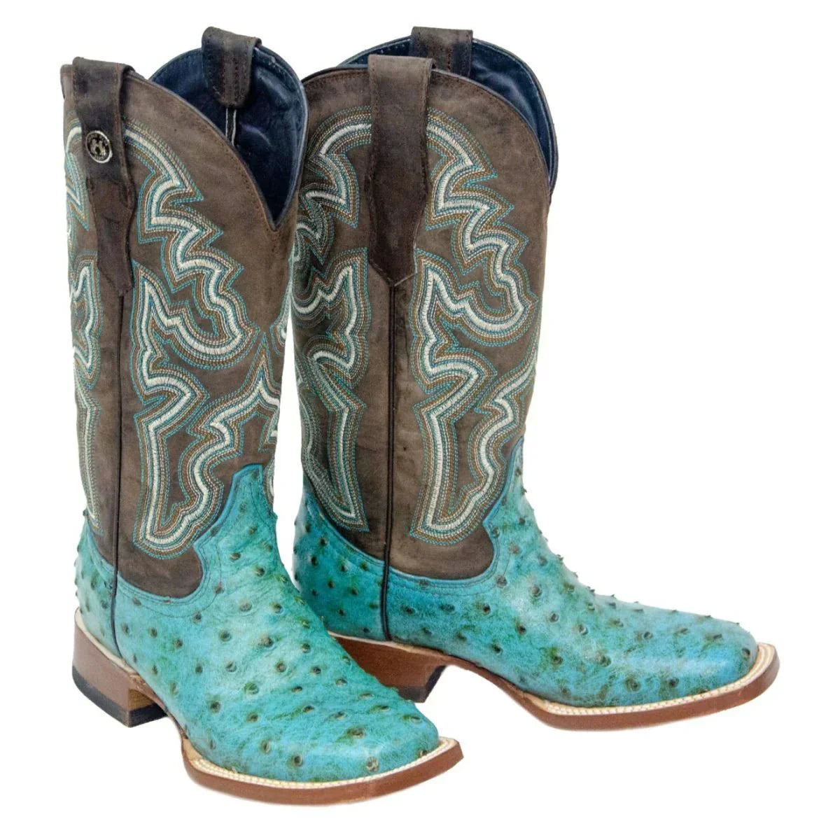 Tanner Mark Women's 'Sweetwater' Ostrich Print Square Toe Boots Turquoise TML207060 - 5