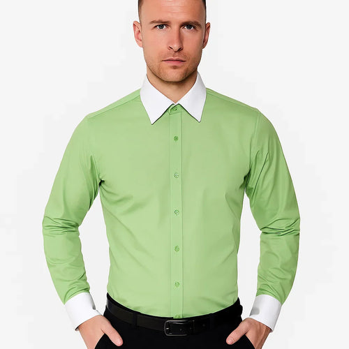 Classic Stylish Fashionable -White Collar Two Toned Contrast white collars Multi-color Men's Dress Shirt