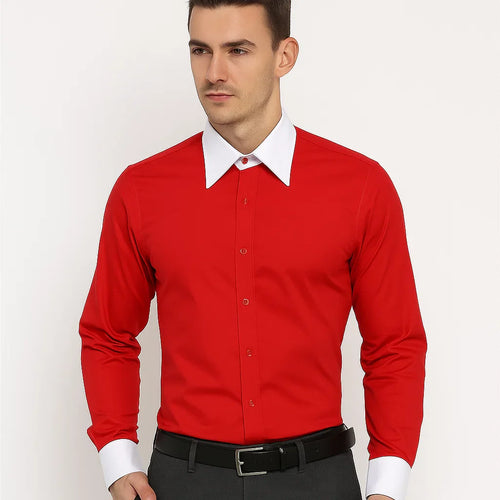 Classic Stylish Fashionable -White Collar Two Toned Contrast white collars Multi-color Men's Dress Shirt