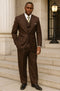 Tiglio Rosso Men’s Choclate Brown 3 Piece Suit –Double Breasted Vest with Classic 100% Wool Super 150's Fabric - Pleated Pants