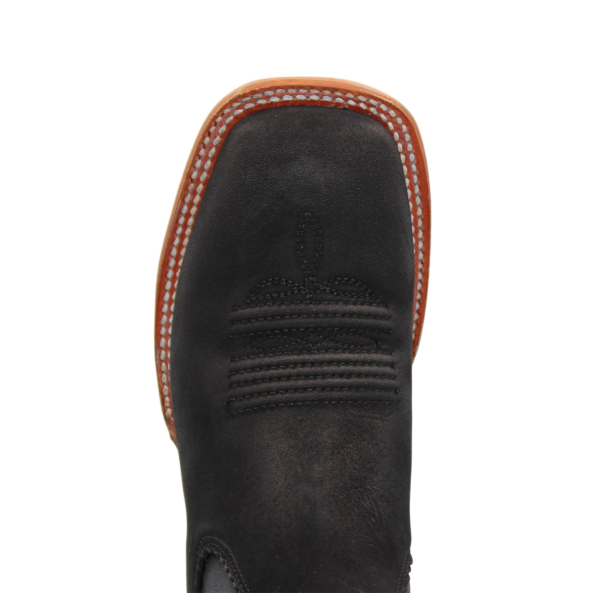 Square Toe Black Short Cowboy Boots - Black