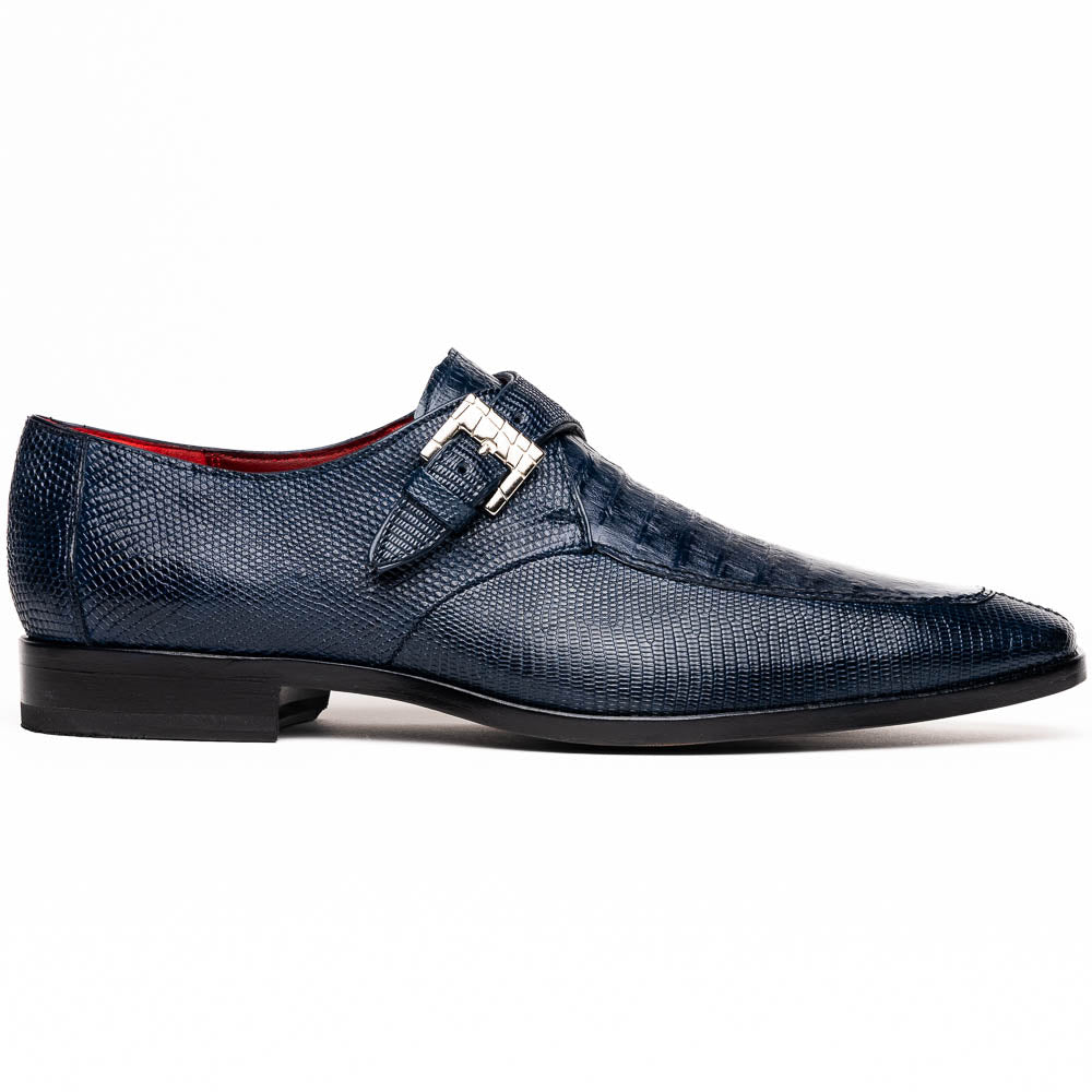 Marco Di Milano Toluca Men's Shoes Navy Exotic Crocodile & Lizard Monk Strap - 8